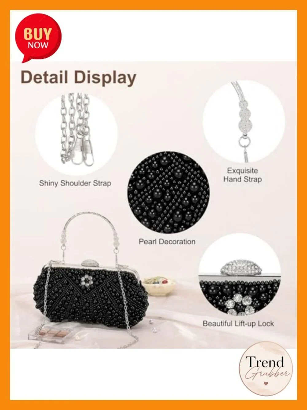 Satin Clutch Evening Bag Crossbody Purse Formal Wedding Club Handbag Detachable